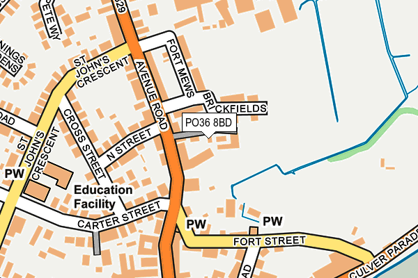 PO36 8BD map - OS OpenMap – Local (Ordnance Survey)