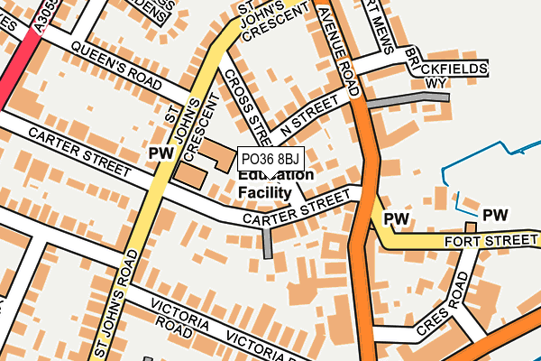 PO36 8BJ map - OS OpenMap – Local (Ordnance Survey)