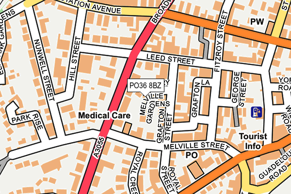 PO36 8BZ map - OS OpenMap – Local (Ordnance Survey)