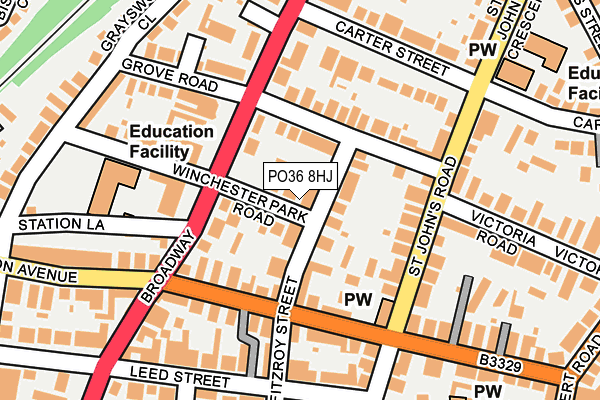 PO36 8HJ map - OS OpenMap – Local (Ordnance Survey)