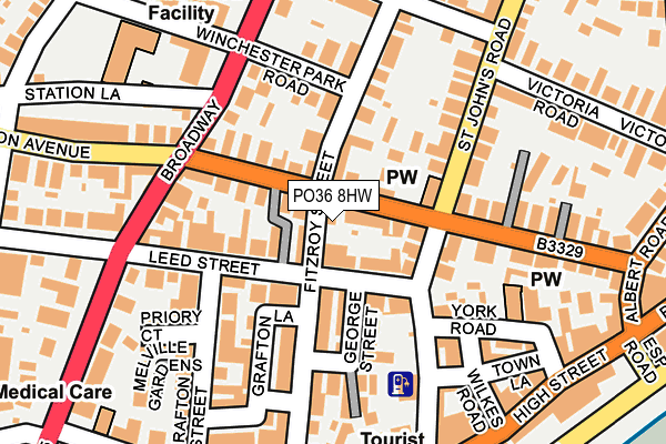 PO36 8HW map - OS OpenMap – Local (Ordnance Survey)