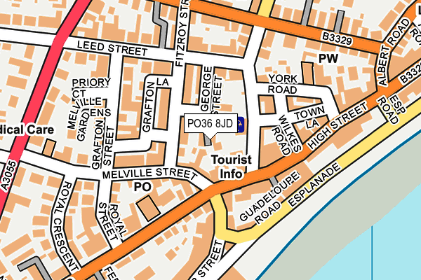 PO36 8JD map - OS OpenMap – Local (Ordnance Survey)