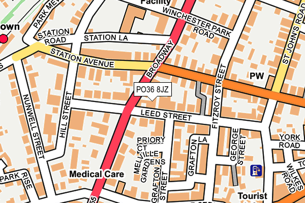 PO36 8JZ map - OS OpenMap – Local (Ordnance Survey)