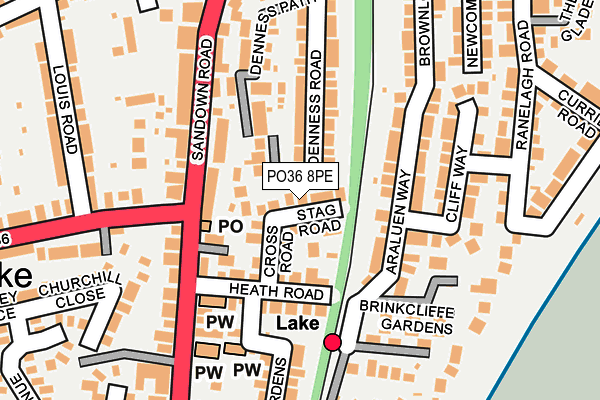 PO36 8PE map - OS OpenMap – Local (Ordnance Survey)