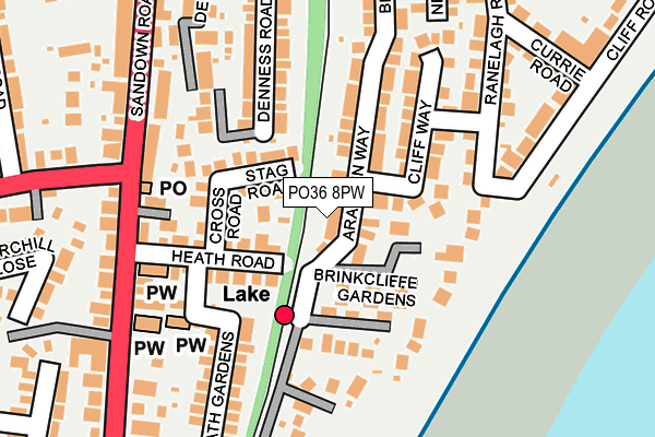 PO36 8PW map - OS OpenMap – Local (Ordnance Survey)