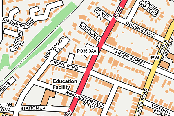 PO36 9AA map - OS OpenMap – Local (Ordnance Survey)