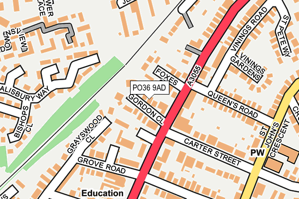 PO36 9AD map - OS OpenMap – Local (Ordnance Survey)