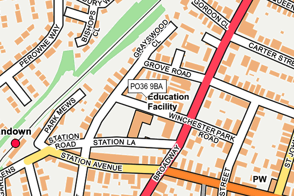 PO36 9BA map - OS OpenMap – Local (Ordnance Survey)