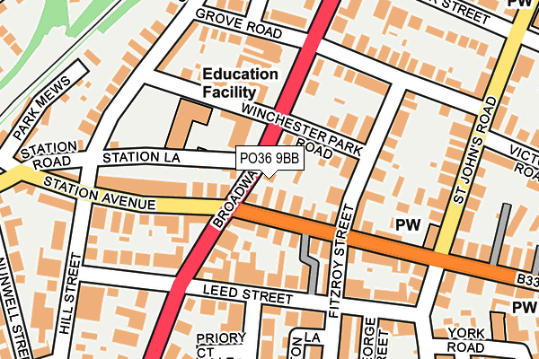 PO36 9BB map - OS OpenMap – Local (Ordnance Survey)