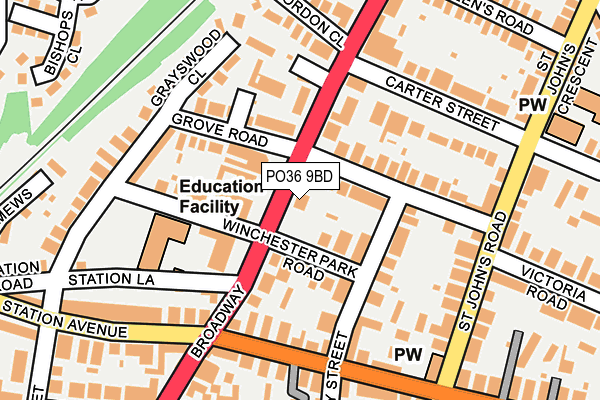 PO36 9BD map - OS OpenMap – Local (Ordnance Survey)