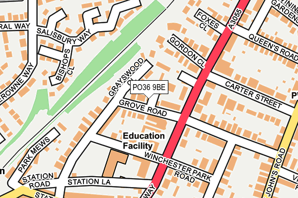 PO36 9BE map - OS OpenMap – Local (Ordnance Survey)