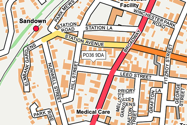 PO36 9DA map - OS OpenMap – Local (Ordnance Survey)