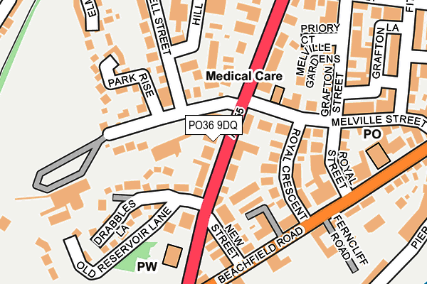 PO36 9DQ map - OS OpenMap – Local (Ordnance Survey)