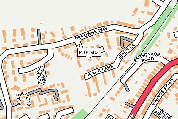 PO36 9DZ map - OS OpenMap – Local (Ordnance Survey)