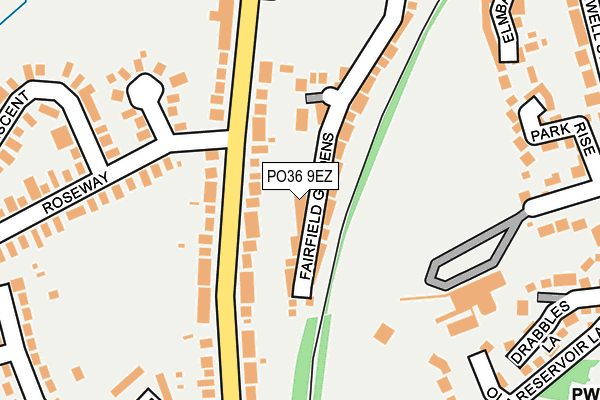PO36 9EZ map - OS OpenMap – Local (Ordnance Survey)