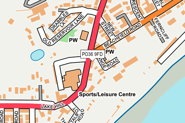 PO36 9FD map - OS OpenMap – Local (Ordnance Survey)