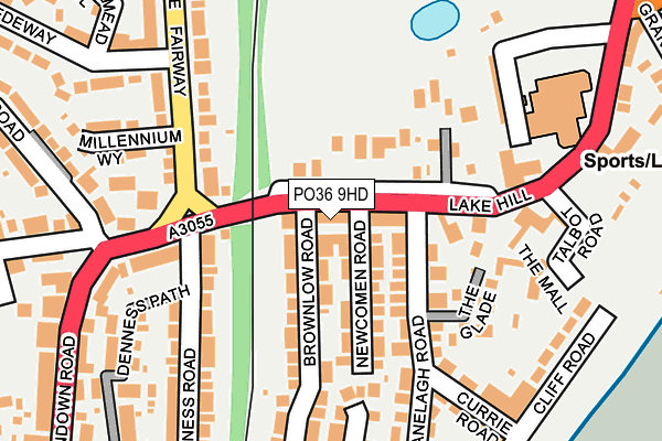 PO36 9HD map - OS OpenMap – Local (Ordnance Survey)