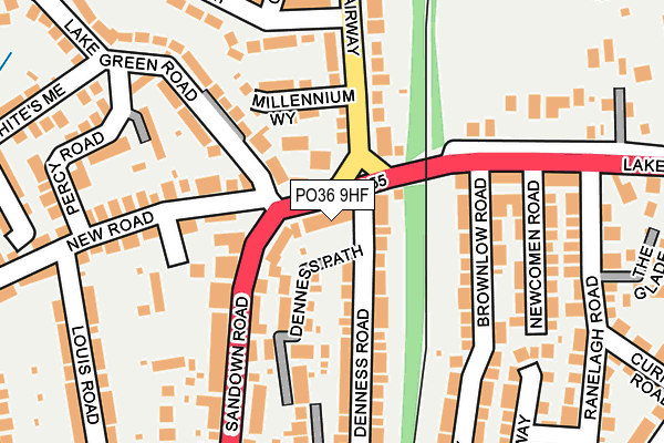 PO36 9HF map - OS OpenMap – Local (Ordnance Survey)