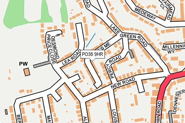 PO36 9HR map - OS OpenMap – Local (Ordnance Survey)