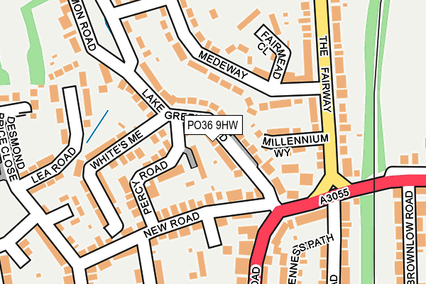 PO36 9HW map - OS OpenMap – Local (Ordnance Survey)