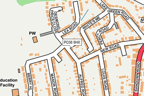 PO36 9HX map - OS OpenMap – Local (Ordnance Survey)