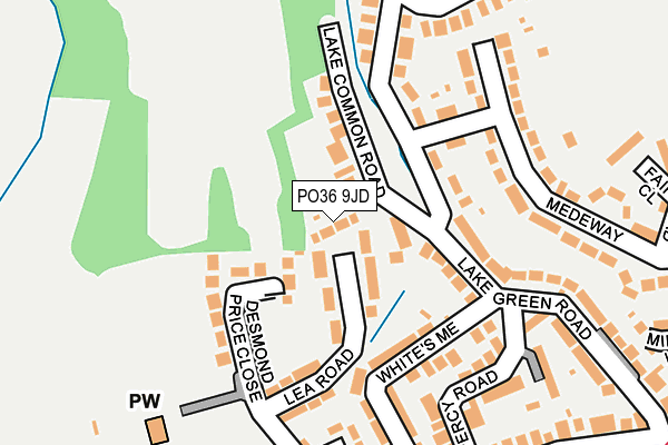 PO36 9JD map - OS OpenMap – Local (Ordnance Survey)