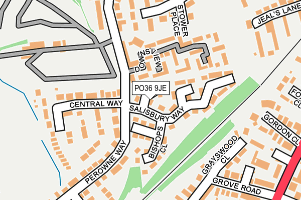 PO36 9JE map - OS OpenMap – Local (Ordnance Survey)