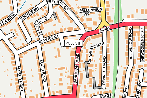 PO36 9JF map - OS OpenMap – Local (Ordnance Survey)