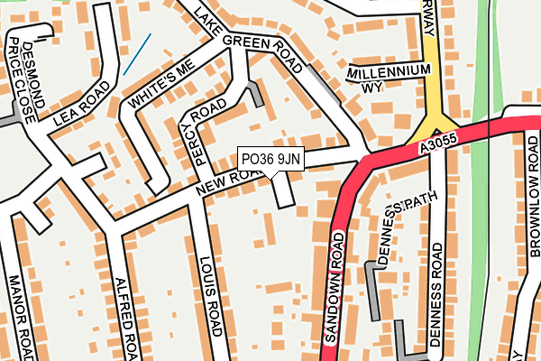 PO36 9JN map - OS OpenMap – Local (Ordnance Survey)