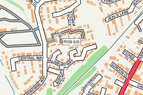 PO36 9JQ map - OS OpenMap – Local (Ordnance Survey)