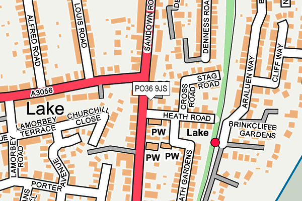 PO36 9JS map - OS OpenMap – Local (Ordnance Survey)