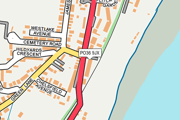 PO36 9JX map - OS OpenMap – Local (Ordnance Survey)