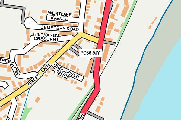 PO36 9JY map - OS OpenMap – Local (Ordnance Survey)