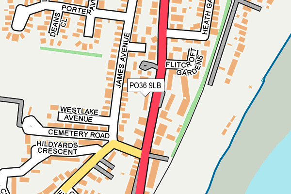 PO36 9LB map - OS OpenMap – Local (Ordnance Survey)