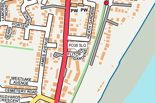 PO36 9LQ map - OS OpenMap – Local (Ordnance Survey)