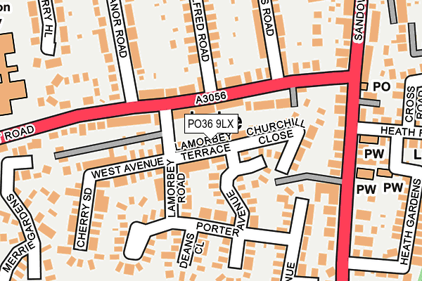 PO36 9LX map - OS OpenMap – Local (Ordnance Survey)