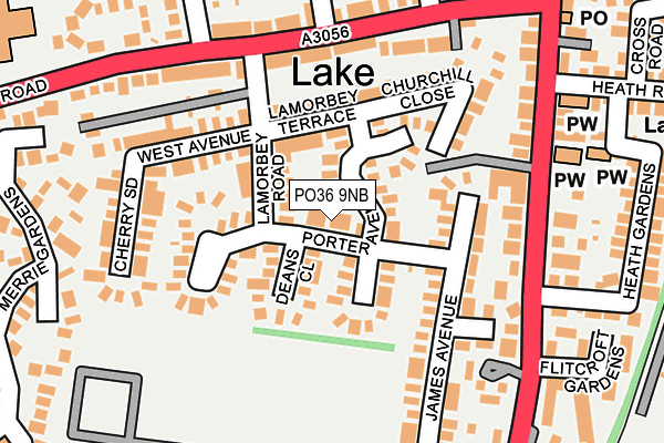 PO36 9NB map - OS OpenMap – Local (Ordnance Survey)