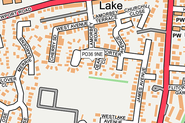 PO36 9NE map - OS OpenMap – Local (Ordnance Survey)