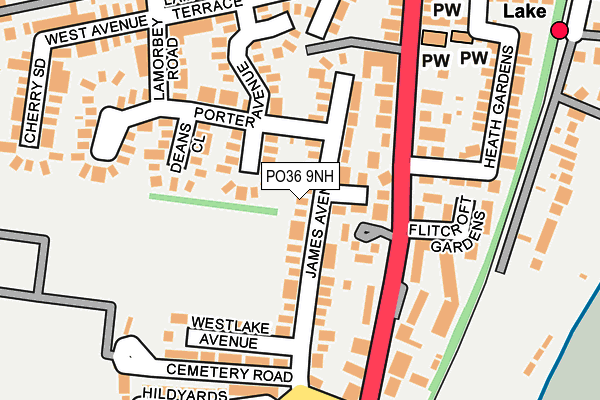 PO36 9NH map - OS OpenMap – Local (Ordnance Survey)