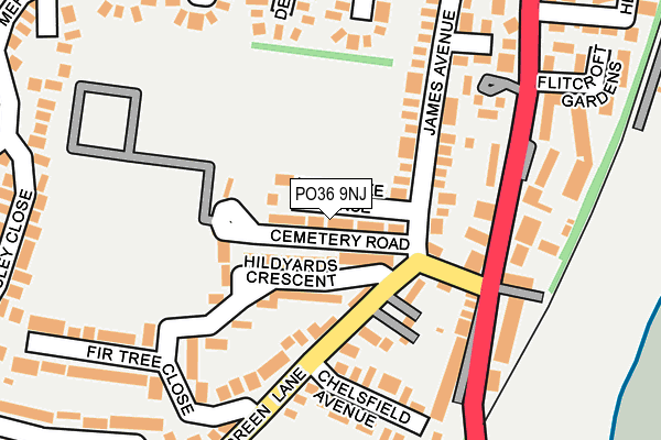 PO36 9NJ map - OS OpenMap – Local (Ordnance Survey)