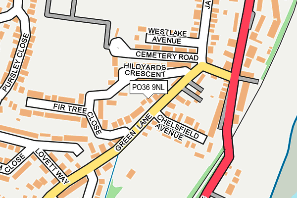 PO36 9NL map - OS OpenMap – Local (Ordnance Survey)
