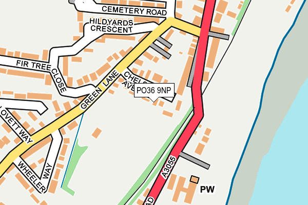 PO36 9NP map - OS OpenMap – Local (Ordnance Survey)