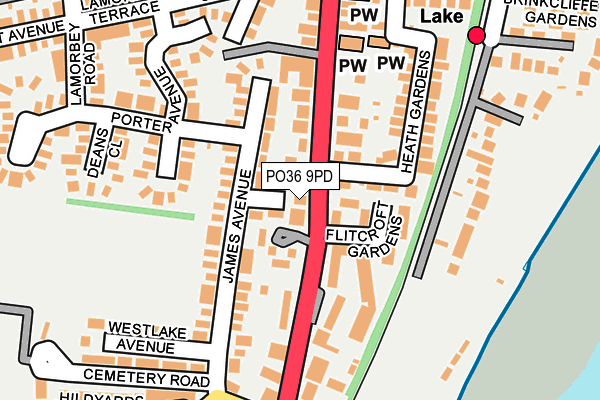 PO36 9PD map - OS OpenMap – Local (Ordnance Survey)