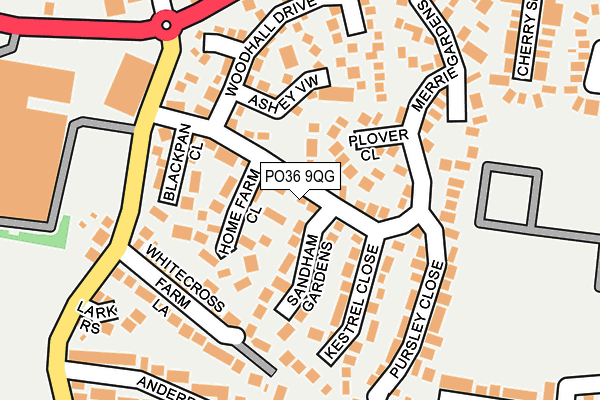 PO36 9QG map - OS OpenMap – Local (Ordnance Survey)