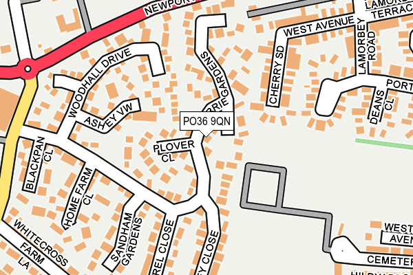 PO36 9QN map - OS OpenMap – Local (Ordnance Survey)