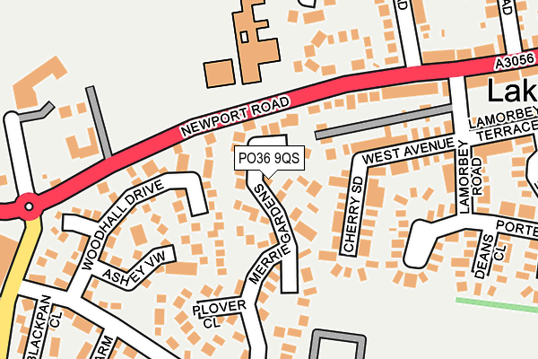 PO36 9QS map - OS OpenMap – Local (Ordnance Survey)