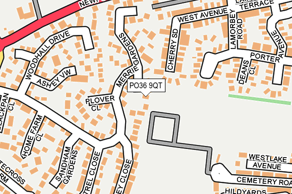 PO36 9QT map - OS OpenMap – Local (Ordnance Survey)