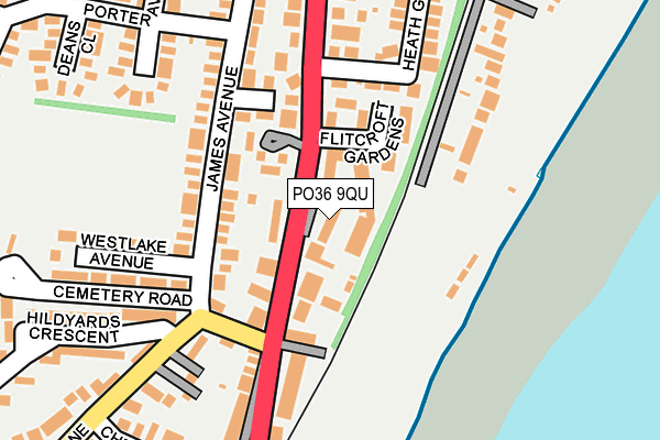 PO36 9QU map - OS OpenMap – Local (Ordnance Survey)