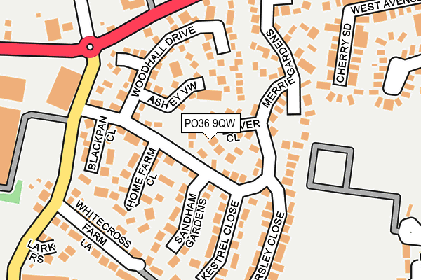 PO36 9QW map - OS OpenMap – Local (Ordnance Survey)