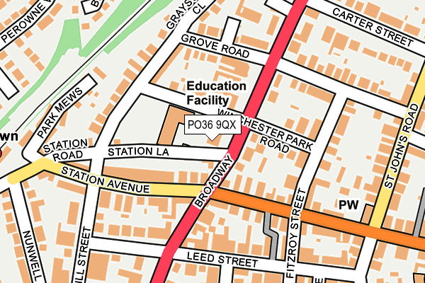 PO36 9QX map - OS OpenMap – Local (Ordnance Survey)